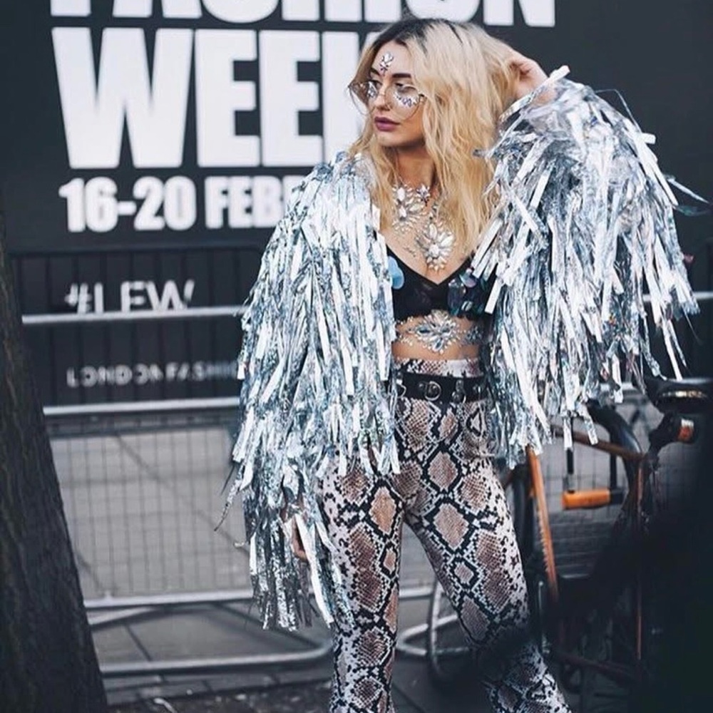 Bottle Blonde Studio Disco Dreams holographic fringe jacket - Picture 3 of 9
